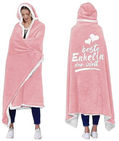 ACCZ Geschenk für Enkelin - Decke Mit Ärmeln von Oma Opa, Kissenbezug von Großeltern, Geburtstagsgeschenk