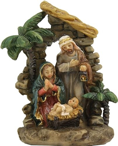 FADEDA Hlg. Familie, Krippenblock/Höhe:5 cm/handbemalt/detailgetreue Krippen Figuren - Weihnachten Tisch Dekoration Krippe Zubehör