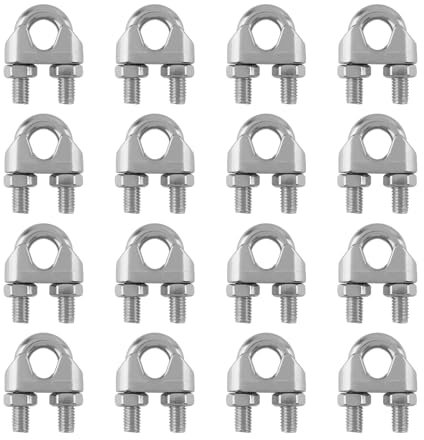 NAMYEUT Lot de 16 Serre Cable Inox 10 mm, Serre Cable Acier M10, U boulon clip de câble acier inoxydable, Pour câbles en acier, fils d'acier, cordes, argent