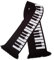 Musikboutique schwarzer Strick-Schal mit eingewebter Tastatur und Fransen