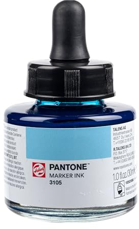 Talens | Pantone Marker-Tinte 30 ml 3105 | Flüssige Tinte + Marker-Nachfüllung | Wasserbasierte, pigmentierte Tinte in 108 Pantone-Farben