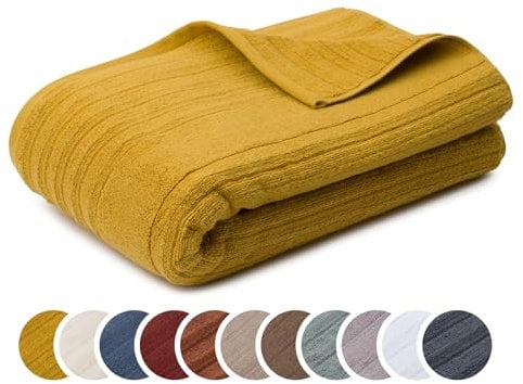 liebling Saunatuch Luxus Bio Baumwolle, Serie Marseille, 770 gr. / m², 80 x 200 cm, Ökotex, 60 Grad, saugstark, schnelltrocknend, Farbe: senf