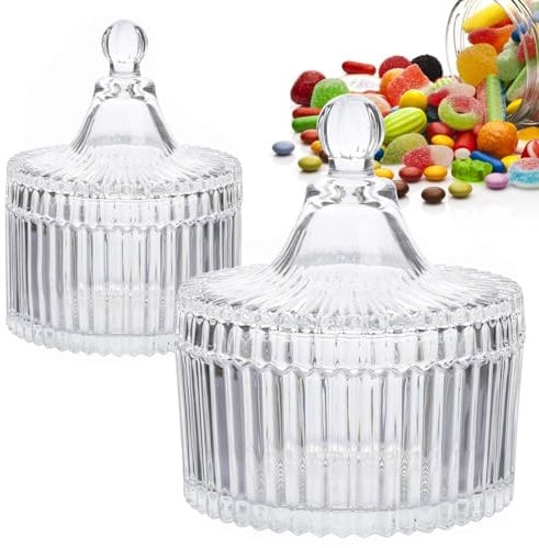 LTHERMELK 2 Stück Transparentes Bonbonglas Mit Verschluss, Vintage Kleine, Geeignet für Hochzeiten, Bankette, Süßigkeitenbuffets