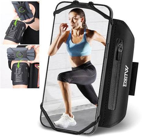 EOTW Sportarmband Handy Abnehmbares - Handytasche Joggen 360°Drehbares für iPhone 15 Pro Max/14/13/12/Airpods, Galaxy S24+/S23/S22 FE Handyhalterung Arm für Running(4,0~7,0)
