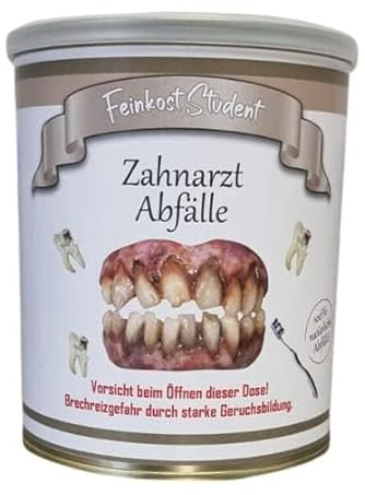 Zahnarzt Abfälle aus der Dose, Scherzartikel, Lustige Geschenkidee, Party-Brüller, Spaßgeschenk, Halloween, Geburtstagsgeschenk