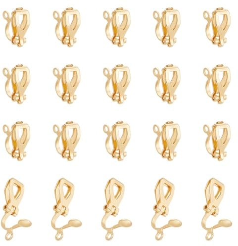 UNICRAFTALE 20 Stück 18K Vergoldete Ohrclip Beschläge Mit Schlaufe 304 Edelstahl Ohrclip Konverterkomponenten Goldener Nicht Durchbohrter Ohrring Ohrringe Selber Machen Für Die DIY Ohrringherstellung