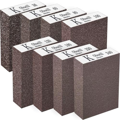 8 Stück Schleifschwamm, 8 Verschiedene Schleifschwamm Holz, 36/60/80/100/120/180/220/240 Schleifklotz Schmirgelpapier Holz Waschbar und Wiederverwendbar zum Polieren von Verschiedenen Materialien