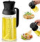 Ölsprüher zum Kochen, 2 in 1 Öl Sprühflasche für Speiseöl, 19oz/550ml Ölflasche Glas mit Messskala, Ölspray für Heißluftfritteuse, Oil Sprayer für Salat, Olivenöl Spray für Backen, BBQ, Grill(Schwarz)
