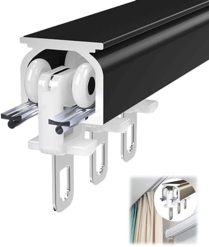 Deckenschiene For Vorhänge,Hochleistungs-Vorhangschienen For Raumteiler,Flexibles Vorhangschienensystem Zur Decken- Oder Wandmontage,Hochbelastbarer Hängender Vorhangstangenhalter Aus Aluminiumlegieru