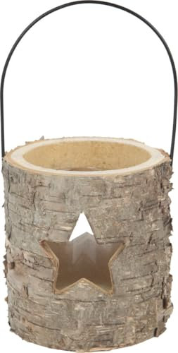TrendLine Deko Laterne Holz Baumstamm 8 x 7,5 x 8 cm braun Figur