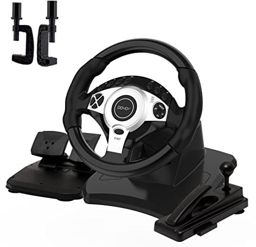 NBCP Gaming Steering Wheel, PC Racing Wheel 270°/900° Car Sim Driving Gaming Wheel Dual-Motor Feedback Driving with Paddle Shifters, Gear Lever Bundle for Xbox One, Xbox Series X/S, PS4, PS3, Switch