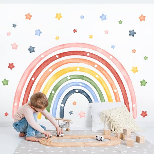 Tanlaby Arcobaleno Adesivi Murali Stelle Colorate Adesivo da Parete Rimovibile Autoadesiva da Attaccare Decorazione Murale per Bambini Ragazzi e Ragazze Camera da Letto Stanza Della Scuola