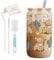 Joalpysm Highland Cow Glass Cups with Lids and Straws, Highland Cow Gifts for Women Girls 16oz Iced Coffee Cup Ideal for Cocktail, Coke, Soda (A)