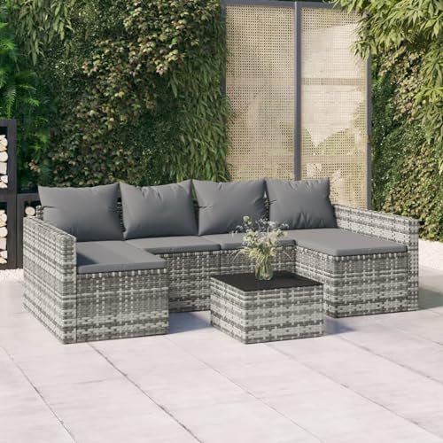 Fasba 2-TLG. Polyrattan Lounge, Gartenlounge, Sitzgruppe Outdoor, Sofa in U-Form & Couchtisch, Gartenmöbel Set Balkonmöbel Grau/ 362344