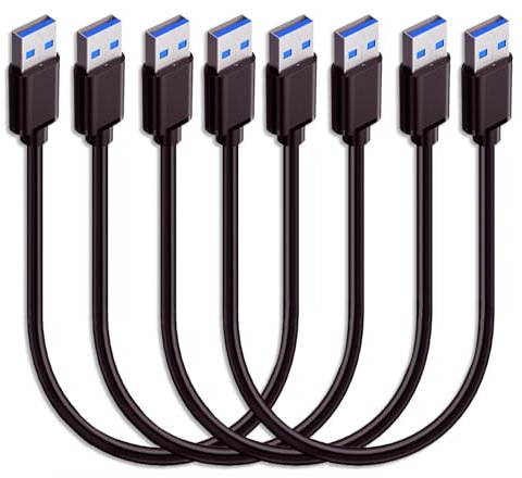 4 PCS Cable USB 3.0 Tipo A Macho a Tipo A de 0,5 m, Transferencia Rápida de Datos a 5Gbps para Ordenadores, Portátiles y Dispositivos USB, Cable Duradero y Compatible con múltiples Dispositivos