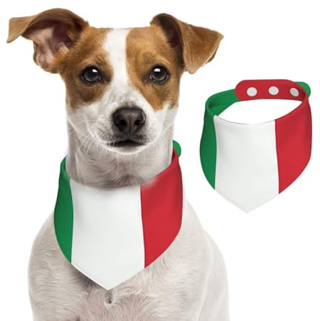 Sommerhalstücher für Hunde, Italien-Flagge, Hundehalstücher, waschbar, verstellbar, Dreieckstuch Lätzchen für mittelgroße und große Hunde, Welpen und Katzen, Größe M