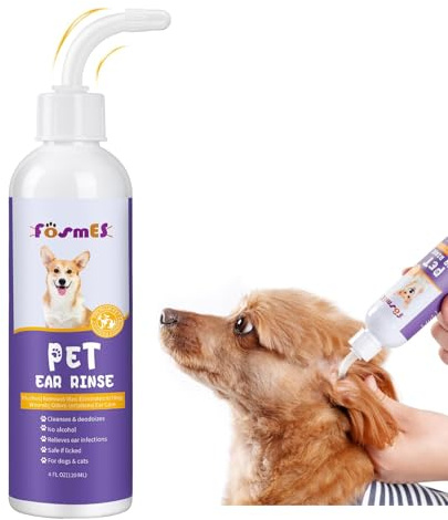OUYOFI Ear Cleaner for Dogs & Cats, Pet Ear Cleaning Solution to Help Reduce Ear Dirt Buildup and Relieve Ear Odor,Gentle Ear Cleaning Solution,4 Fl oz