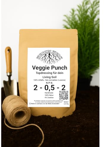 Wurzelwerk: Veggie-Punch – Alfalfa Meal Luzerne-Dünger – Natürlicher Stickstoff-Booster für Cannabis Pflanzen – Zum Topdressing und als Amendment im Living Soil (500g)