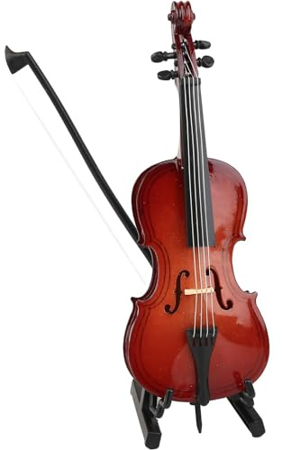 Praktische handgemachte Holzfigur aus Holz, kleine Cello-Ornamente, Holzstruktur für Tischregale, Vitrinen, Regale, Schreibtische und Sammlungen, Cello-Figur mit Ständer