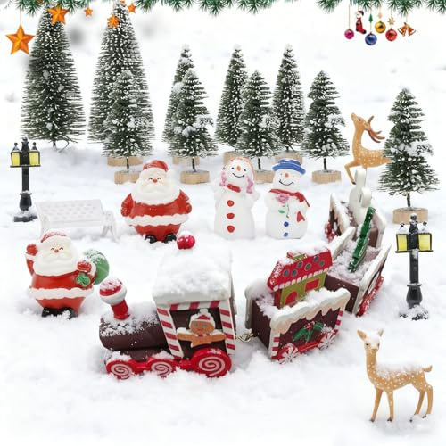 Forbabe 20 Stück Weihnachtsfiguren Klein, DIY Kleine Weihnachtsfiguren, Mini Figuren Weihnachten, Harz Micro Landschaft Deko Puppenhaus Tischdeko