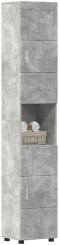 vidaXL Bathroom Cabinet TULUM Concrete grey 37 x 31.5 x 203 cm, Stylish Bathroom Storage, Rectangular Cabinet, Modern Vanity, Efficient Design, Durable Engineered Wood, Ample Organizers
