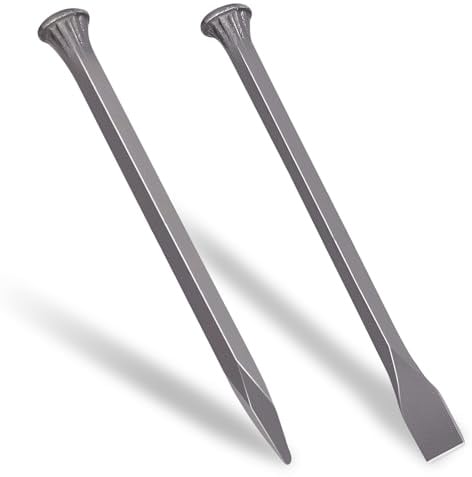2 Piece Cold Chisel Set, 25cm Heavy Duty Cold Stone Chisels Concrete Chisel Made with Carbon Steel for Cutting Stone Masonry Granite Mortar Cement Cement