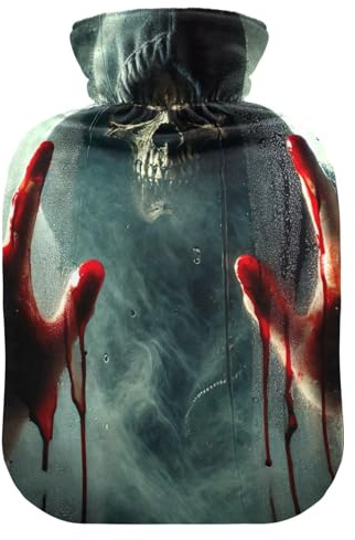 Wärmflaschen mit weichem Bezug Bett Hand Füße Wärmer Winter Geschenk Halloween Lustiger Totenkopf Wärmbeutel für Nacken, Schulter und Menstruationskrämpfe Klein