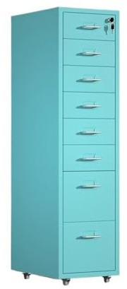 Heim Aktendaten-Organizer aus Metall, multifunktionaler Büro-Schubladenschrank, 8-lagiger Aktenschrank mit großer Kapazität und Schloss(Blue)