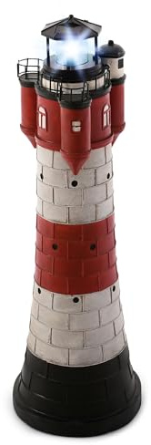 Raburg Solar Leuchtturm Roter Sand 80 cm, Licht rotierend Kaltweiß, Outdoor