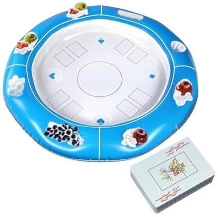 Mesa Flotante para Juegos Piscina - Balsa Inflable con Portavasos | Mesa De para Piscina - Uso En Parque Acuático Playa Adultos Hombres Mujeres Familia Y Amigos