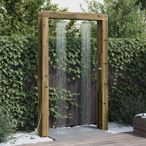 Teenpull Doccia per esterni in legno di pino impregnato, 137 x 23 x 226 cm, resistente alle intemperie, alla ruggine e alla corrosione, per giardino, terrazza, piscina, vasca idromassaggio, spa