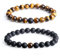 HsingFu Naturstein Tigerauge/Weißer Türkis/Labradorit/Rosenquarz Geschliffener Onyx 4 Farboptionen EIN Paar Partner Armbänder