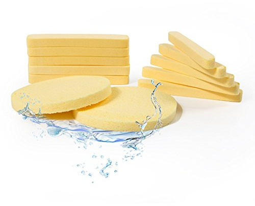 APPEARUS Facial Sponges 60 Pack - Compressed PVA Face Sponges for Deep Cleansing, Exfoliating, Makeup Removal, for Sensitive Skin - Disposable Cosmetic Spa Round Sponge with Stick Shape