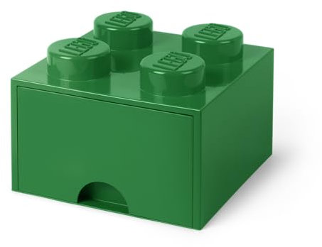 Room Copenhagen Lego 40051734 Storage Brick 4 mit Schubladen, Plastik, Grün, 25 x 25,2 cm