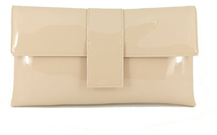 LONI Elegante Clutch aus Lackleder, Nude Pink, M, Clutches