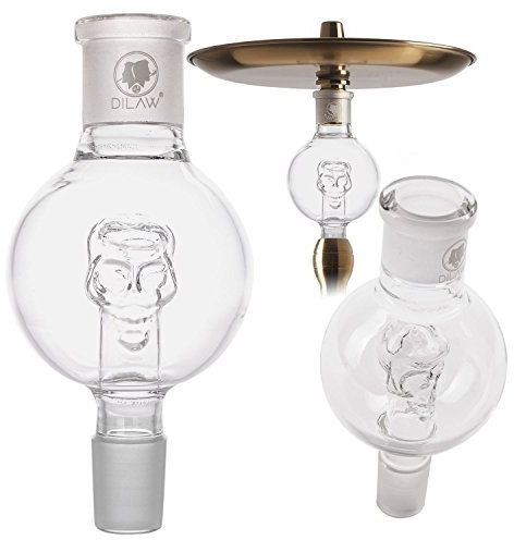 DILAW® Shisha Molassefänger Totenkopf RUND (aus Glas für (Schliff 18/8) - Wasserpfeife, Vorkühler-Aufsatz Skull Wasserpfeife