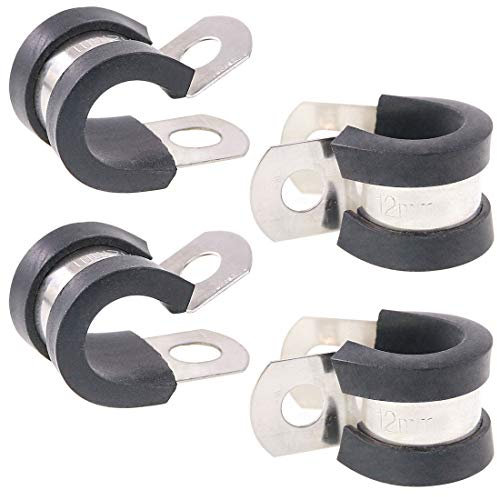 Keadic 20Pcs 1/2 (12mm) Cable Clamp Rubber Wire Clamps Stainless Steel Rubber Cushioned Insulated Clamps