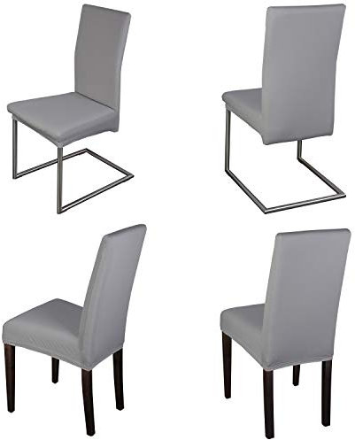 Staboos Stuhlhussen 4er Set - Hochwertige und elastische Stuhlhussen für Swingstühle - Pflegeleichte Stuhlbezüge & Hussen für Stühle - Perfekter Stuhlbezug 4er Set - ÖKO TEX Zertifiziert - Hellgrau