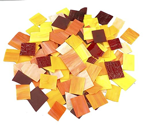 Lanyani Feuilles de vitrail, carreaux de mosaïque en verre pour œuvres d'art et projets artistiques, 992,2 g, Flamme