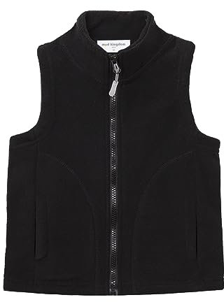 Mud Kingdom Ragazzi Gilet In Pile Tinta Unita, Nero , 4 anni