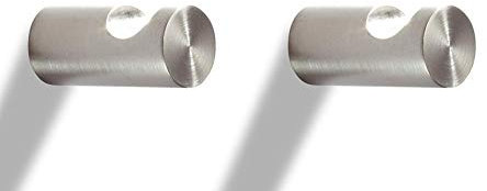 2 Wandhaken Länge 3 cm, Edelstahl gebürstet, Wandverschraubung - PHOS Design