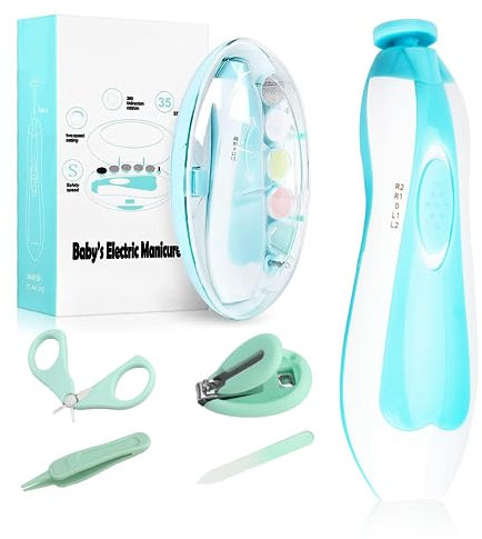 Lima de uñas eléctrica para bebé, cortaúñas 8 en 1, cortaúñas para bebé con 6 cabezales de molienda y luz, kit de cuidado de uñas para bebés para todas las edades
