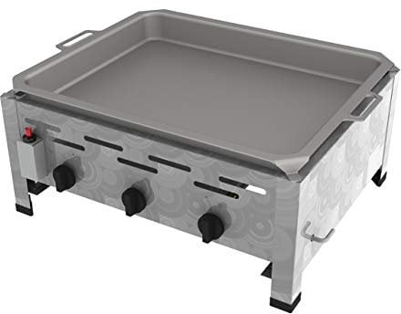 ChattenGlut Professional Gastrobräter 3-flammig Tischgerät Edelstahl Stahlbrenner für Flüssiggas 650x530x270mm (10,8kW Pfanne)