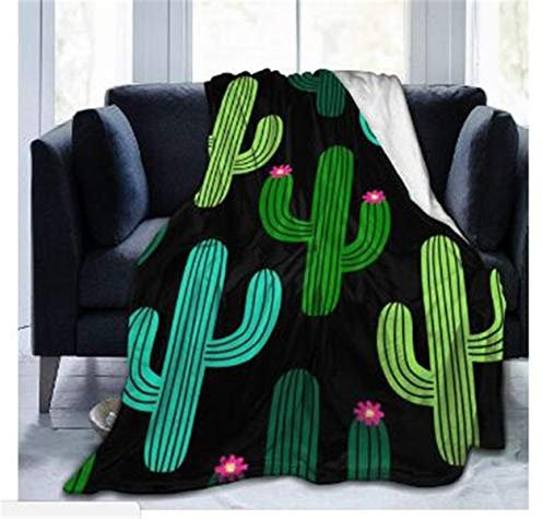 FANSU Kuscheldecke Flanell Decke, 3D Drucken Microfaser Flauschig Weich Warm Plüsch Wohndecke Fleece Tagesdecke Decke für Sofa und Bett (Kaktus,150x130cm)