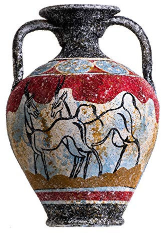 Antike Griechische Minoische Amphore Capra Aegagrus Handgemachte Keramik Vase Mittelgroß