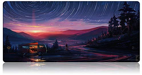 Bimormat Großes Gaming Mauspad(900x400mm) XXL Large Anime Mousepad Empfindliche Genähten Kanten wasserdichte Oberfläche rutschfeste Gummibasis Schreibtischunterlage (90x40 X33fengjing)