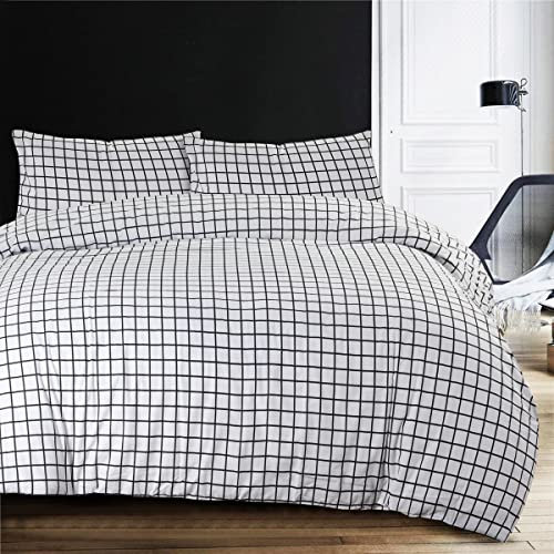 NIYS Luxury Bedding Bettbezug-Set aus Perkal mit Doppelnähten in verschiedenen Designs in Einzel-, Doppel- und King-Size-Größe (Angelika, Einzelbett-Bettwäsche-Set (137 x 200 cm)