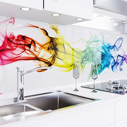 danario Panel Protector de Pared Cocina – Vinilo Adhesivo Antisalpicaduras – Fácil de Instalar y Limpiar - 0,8 mm - Óptica de Vidrio - Humo Colorido - 60cm x 220cm