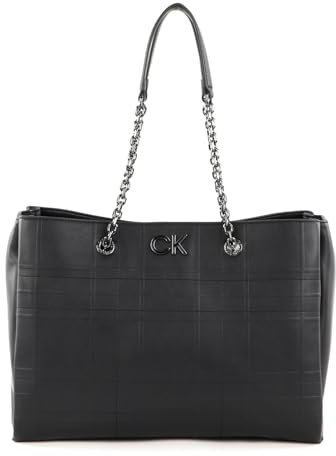Calvin Klein Damen RE-Lock Tote Quilt K60K609689 Tragetasche, Schwarz (Ck Black)