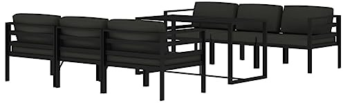 vidaXL Gartenmöbel Set 7-TLG. mit Kissen Mittelsofa Ecksofa Tisch Sitzgruppe Sofa Lounge Garten Garnitur Gartenset Gartensofa Aluminium Anthrazit